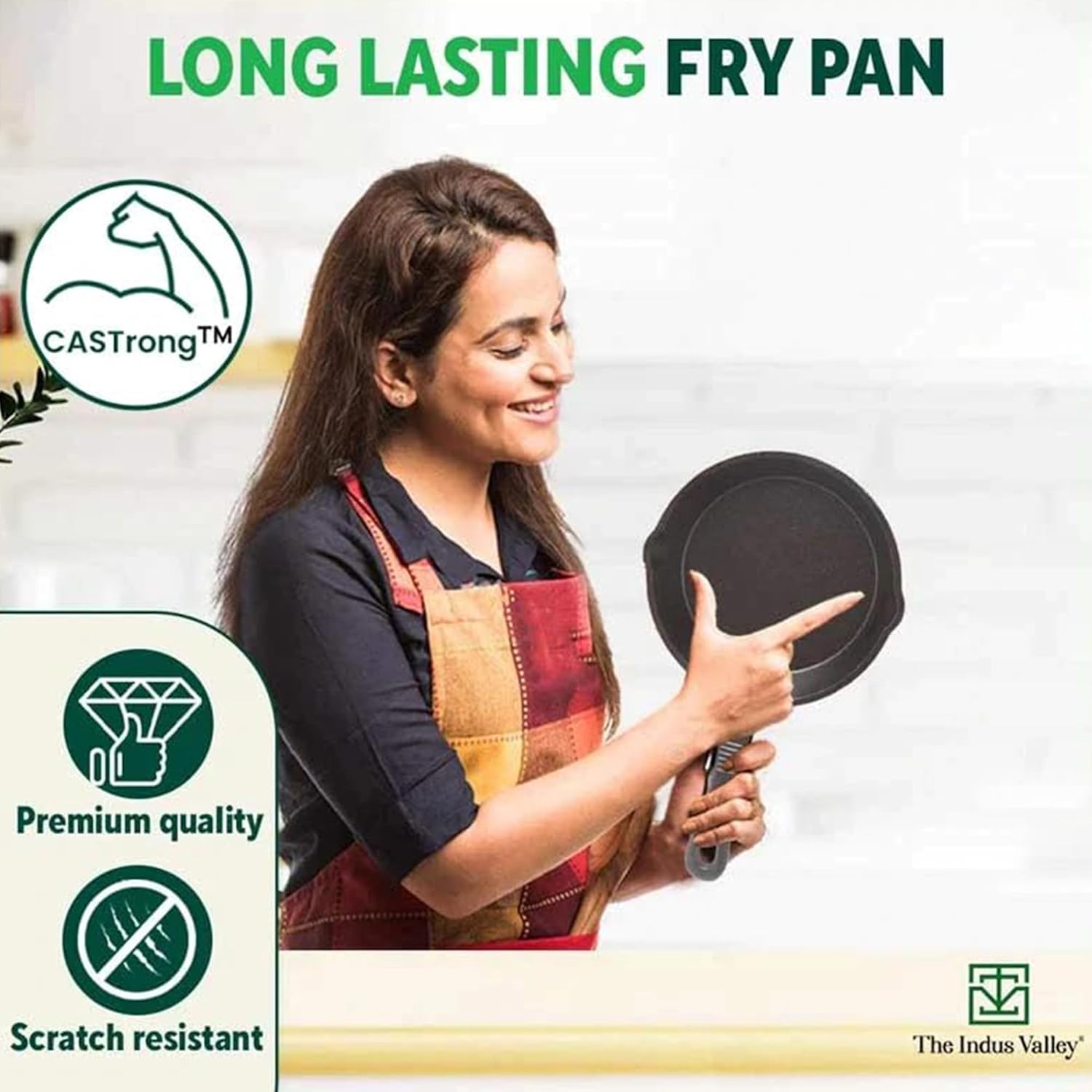 The Indus Valley Preseasoned Cast Iron Fry Pan/Skillet With Long Handle | Induction Friendly | Nonstick Fry Pan