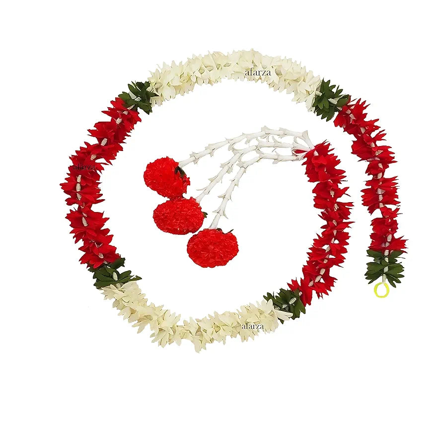 Afarza Choice Good Feel Good Artificial Flower Garland Toran Hanging white-red 4 Pieces 5 Feet