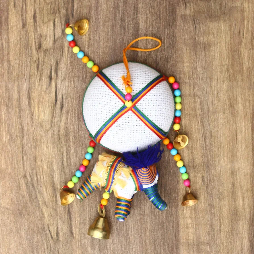 eCraftIndia Handcrafted Decorative Elephant Wall Hanging Bells STRELE502