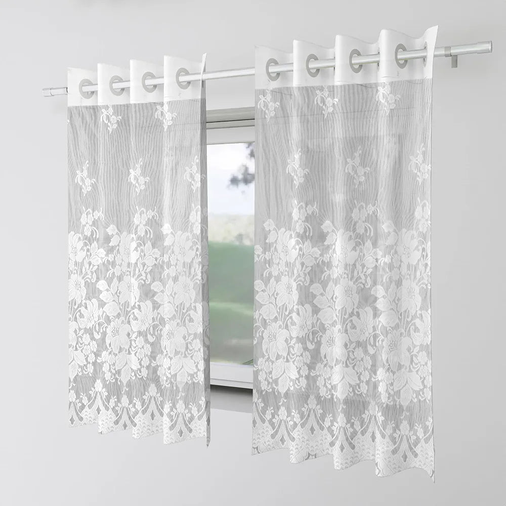 Kuber Industries Darkening Window Curtains Sheer Curtain with 8 Rings SY27 White Colour