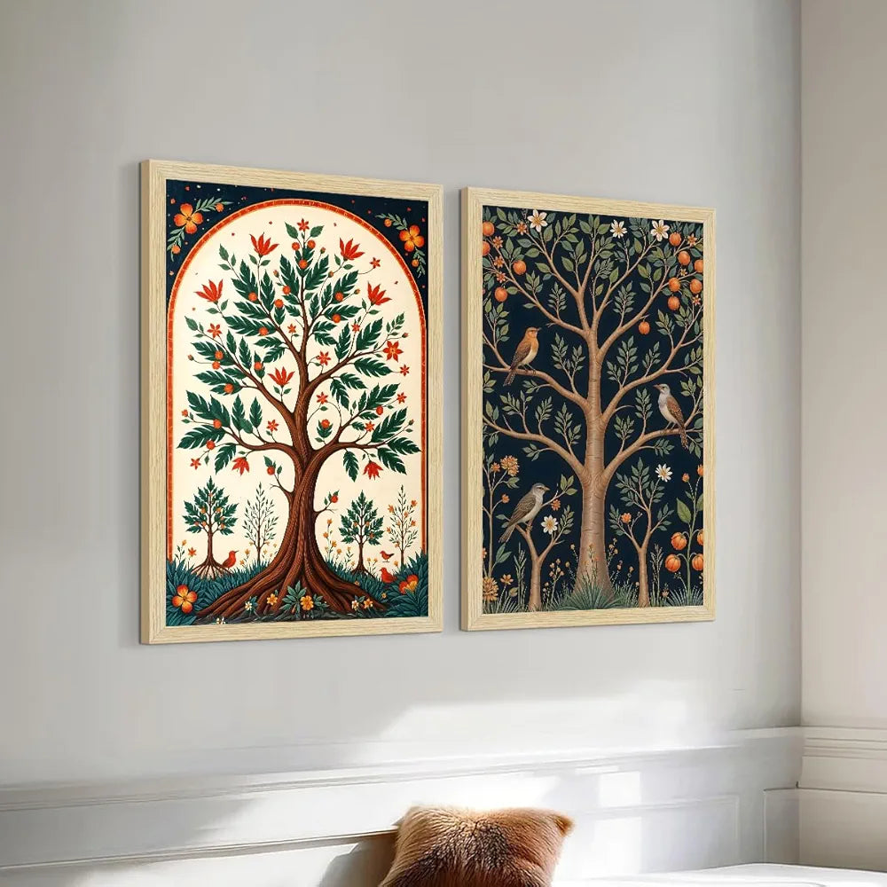 ArtX Paper Madhubani Floral Art Paintings with Frame Flowers - 05 Set of 2