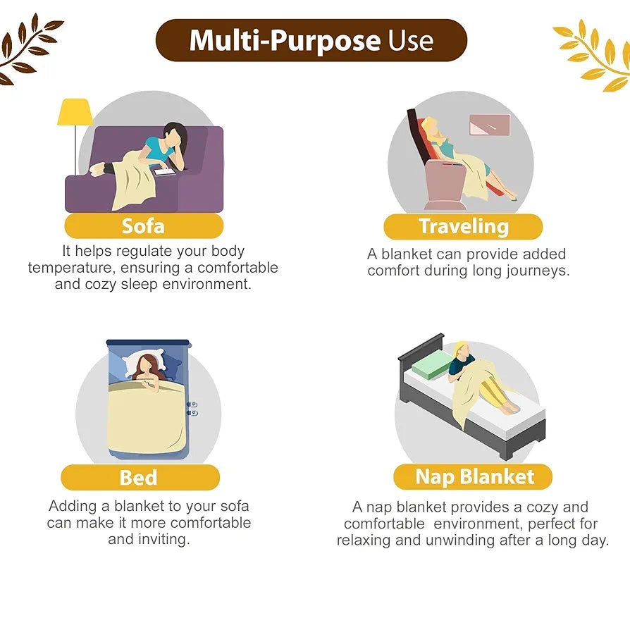 Divine Casa 120 GSM Microfiber Double Dohar Soft & Lightweight Throw Blanket Chevron Pattern Colour Orange Chevron