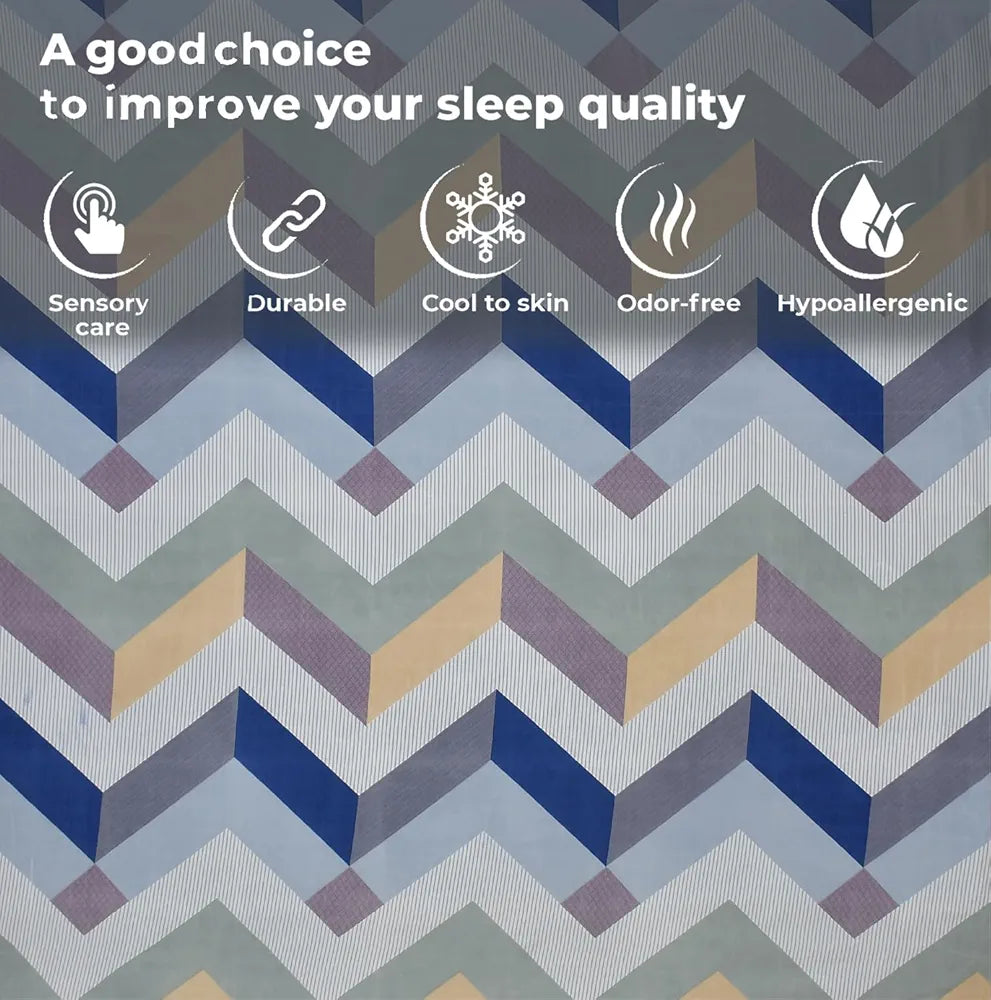 Fresh From Loom Soft Microfiber Fitted Floral Bedsheet King Size Bed With Two Pillow Cover Elastic Fitted 144 Tc Blue Grey