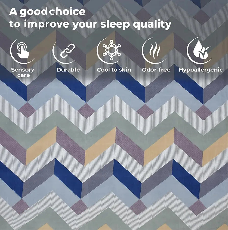 Fresh From Loom Microfiber King Size Bedsheet for Double Bed Floral Design Bed Spread with 2 Pillow Covers 144 TC Blue Grey