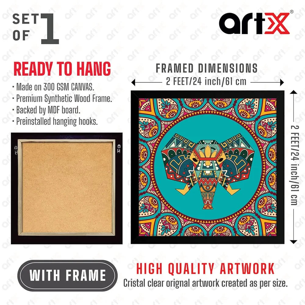 ArtX Elephant Mandala Vector Big Canvas Painting