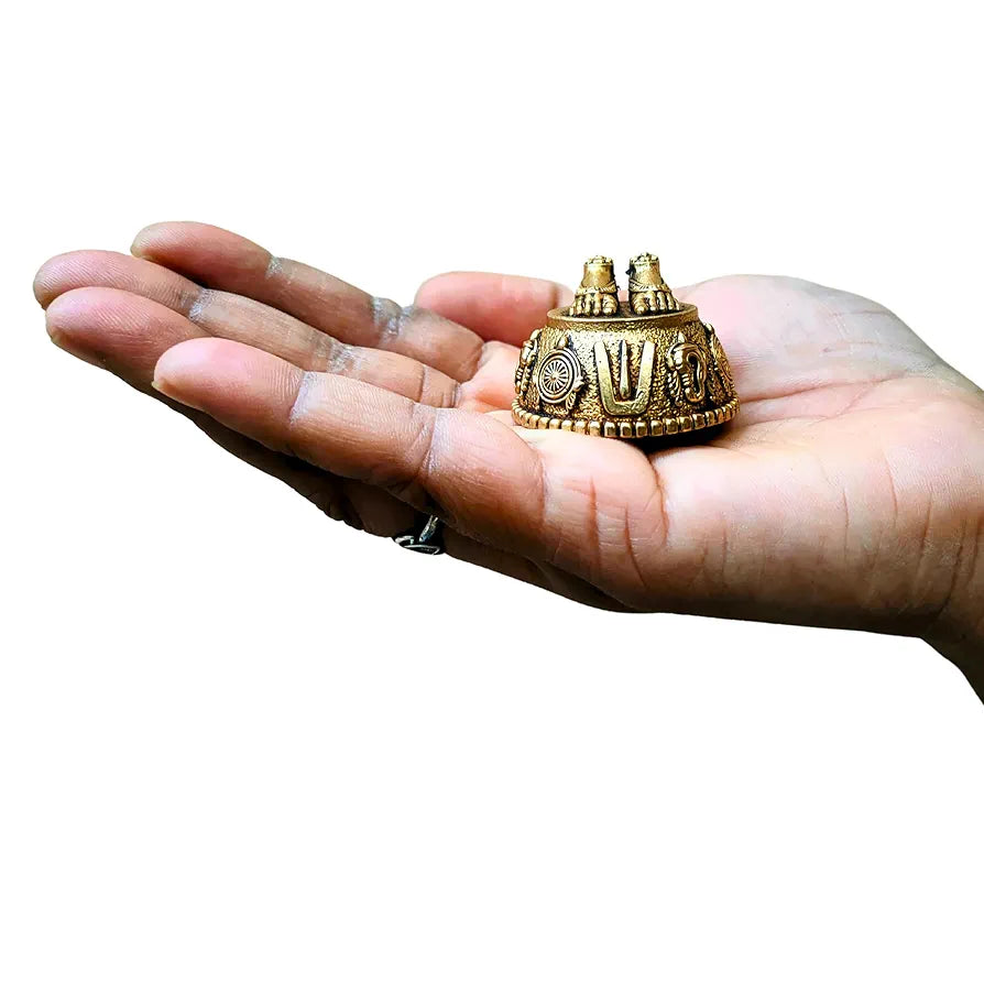 anciently Balaji Charan Paduka | Vishnu Charan Paduka | Charan Paduka for Puja Brass, Gold Colour 1 No 