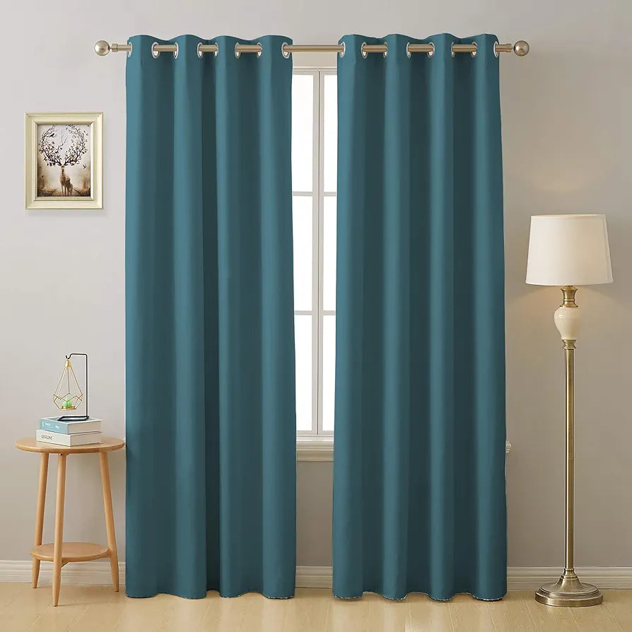 Cloth Fusion Blackout Door Curtains 7 Feet Long Set of 2 Prussian Blue Colour