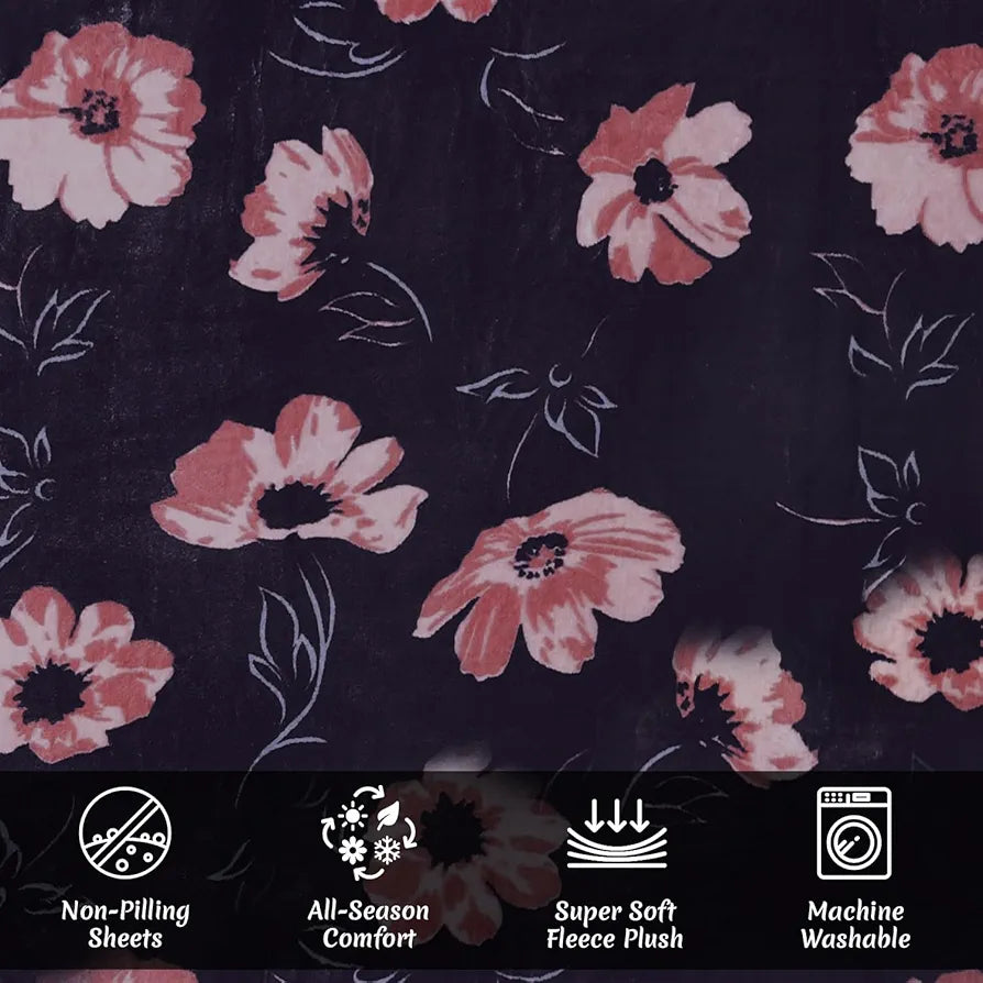 Cloth Fusion 190 TC Warm Winter Bedsheet for Double Bed King Size with 2 Pillow Covers Cozy Woolen Purplepetal