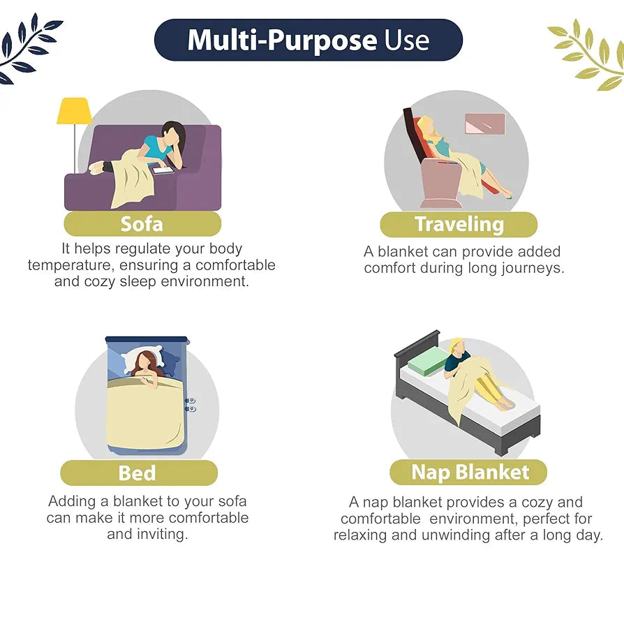 Divine Casa 120 GSM Glace Cotton Single Bed Dohar Lightweight & Soft AC Blanket| Reversible Quilt Colour Navy Blue & Mustard Yellow