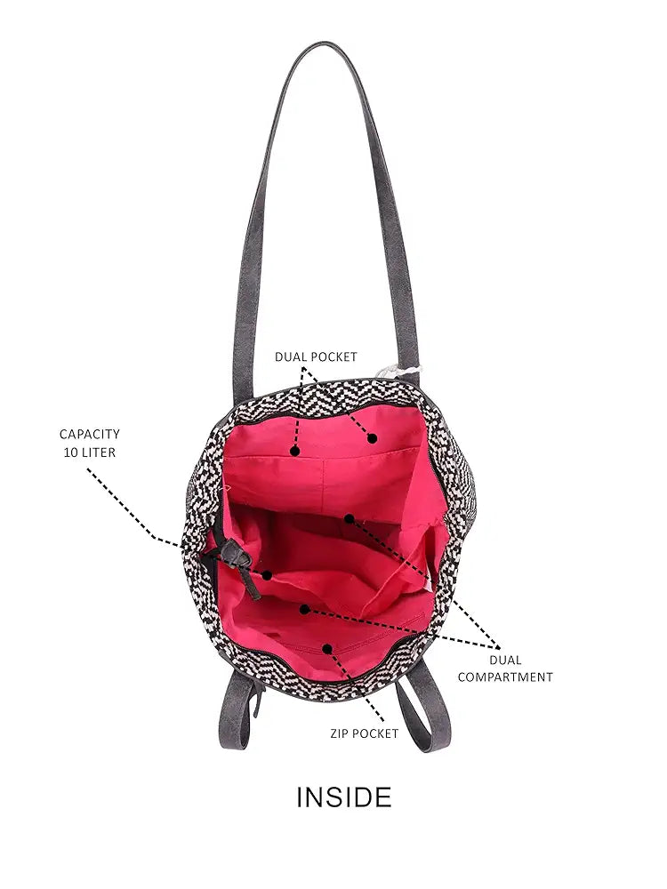 Astrid Women's Black PU Block Design Tote Bag With PU Strap