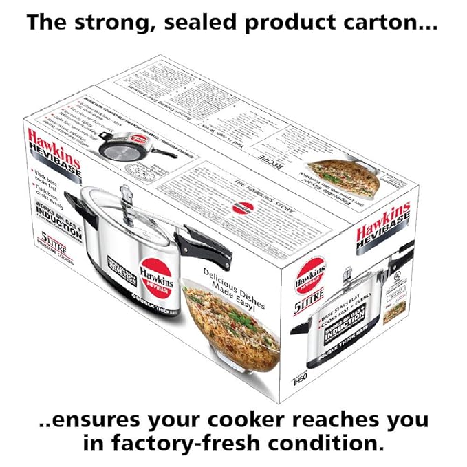 Hawkins 5 Litre Hevibase Pressure Cooker Induction Inner Lid Cooker Silver