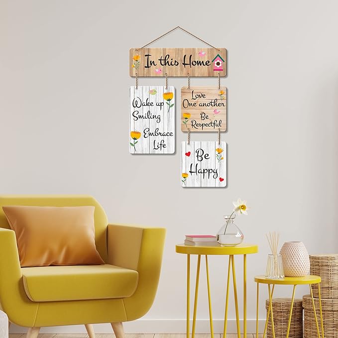 Artvibes in This Home Decorative Wall Art Mdf Wooden Hanger for Living Room | Quotes Decor Items | Modern Art