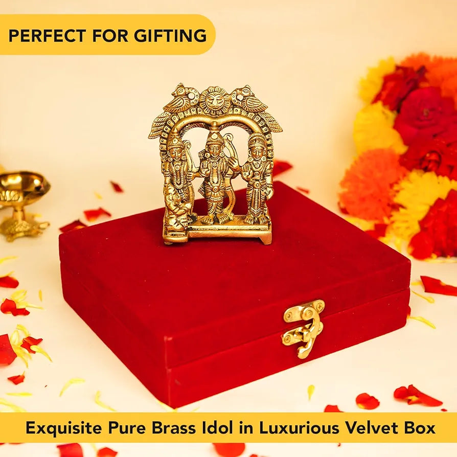 Ekhasa Pure Brass Ram Darbar Murti in Luxury Red Velvet Gift Box God Idols