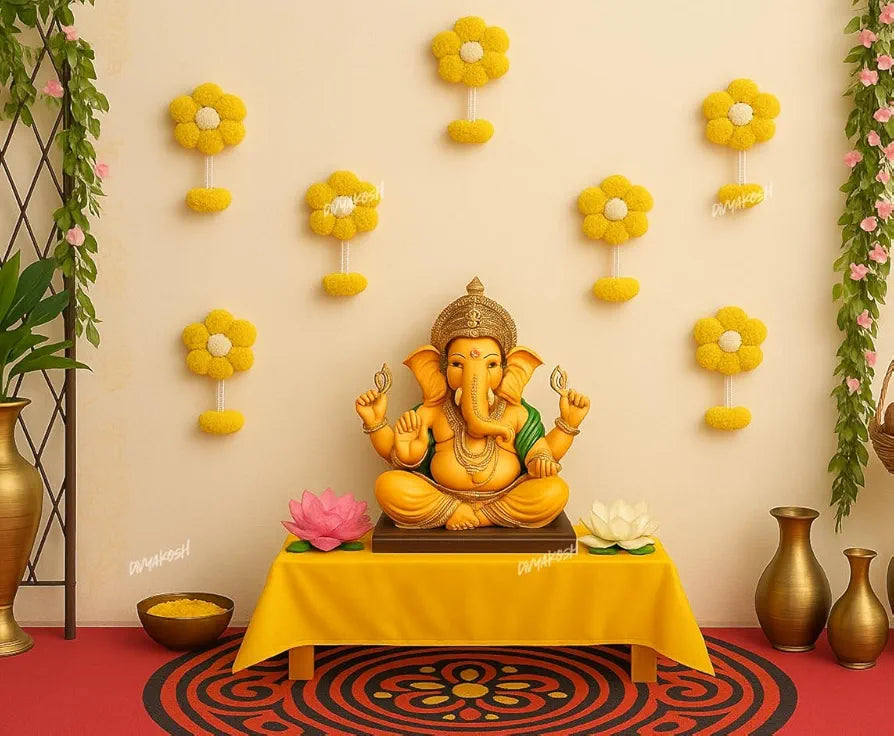 Marigold Flower Backdrop Itemsfor Decoration Artificial Flower Garland Background 8 Pcs