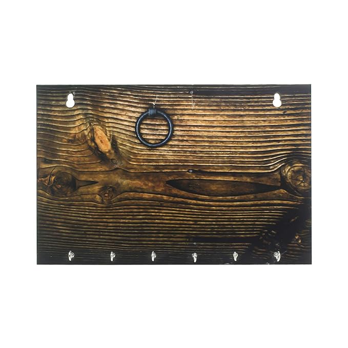 Ecraftindia Abstract Theme Wooden Key Holder With 6 Hooks