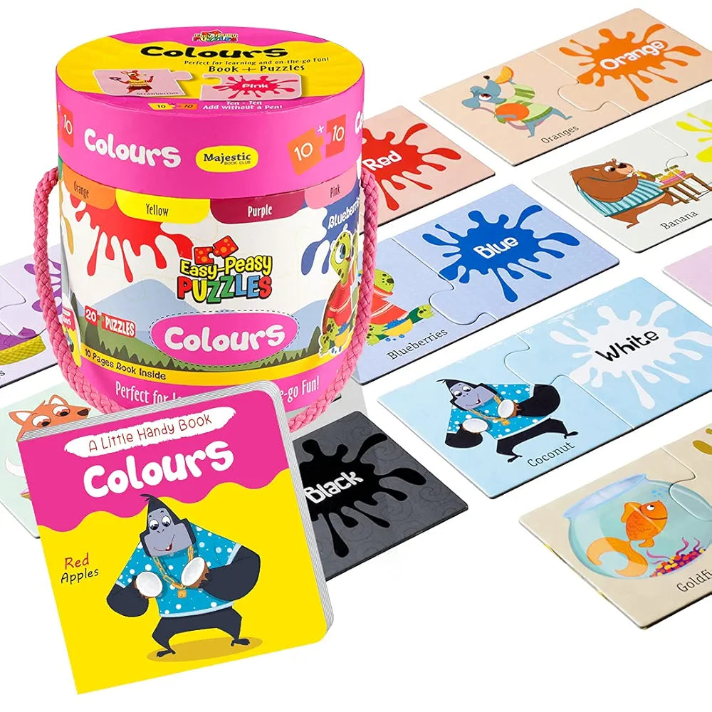 The Book Tree Colours Puzzle Box for Kids I Educational Toy for Kids Age 2+ I 20 Big Jigsaw Puzzle Pieces and 1 Story Book for Early Learning I A for Children by Majestic Book Club