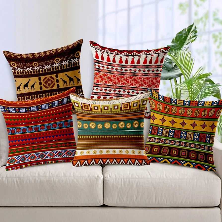 Aerohaven Set of 5 Decorative Hand Made Jute Throw/Pillow Cushion Covers Multicolor