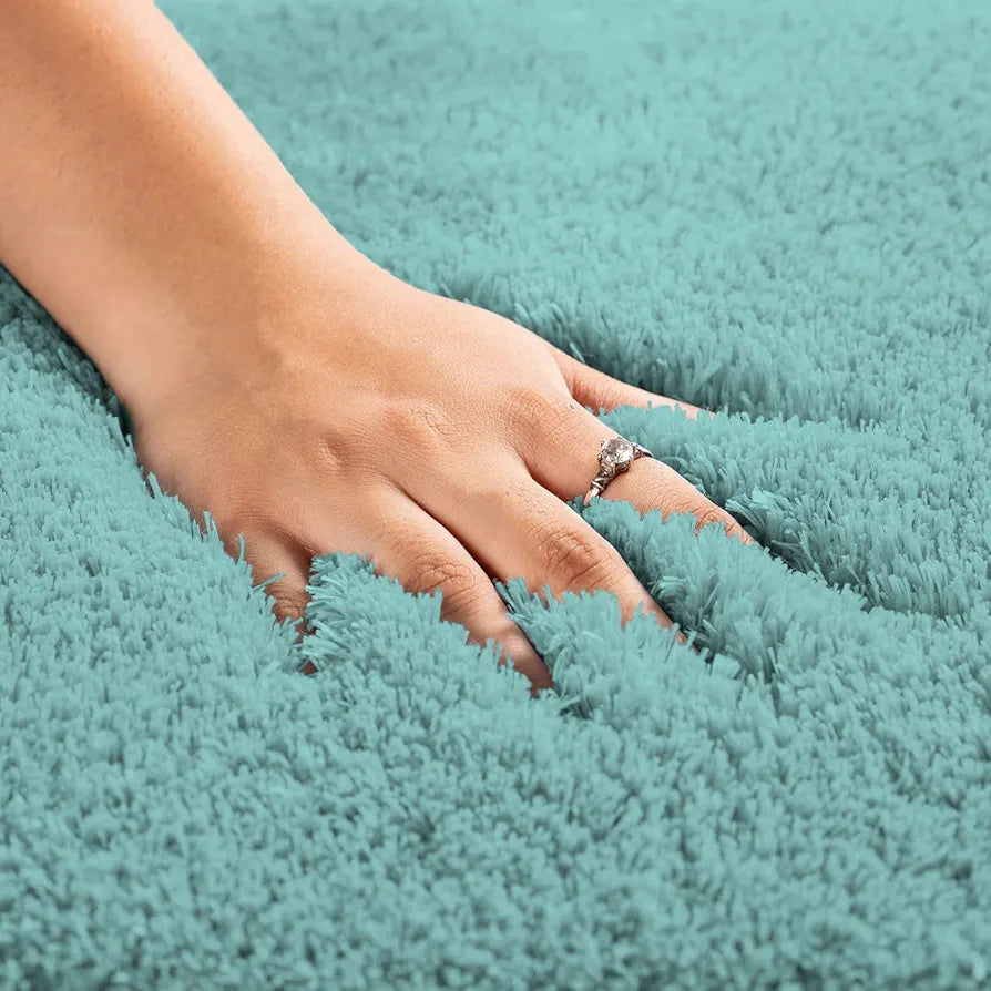 Luxe Home Vegas Microfiber Bath Mat Super Soft Non Slip Washable Mat for Bathroom Rectangular Colour Aqua