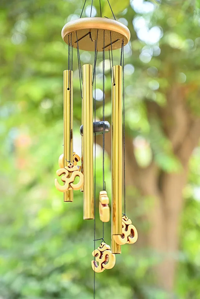 Wind Chimes for Balcony Stylish Hanging Bells Om 5-Pipe Wind Chime -012