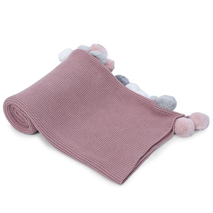 Haus & kinder Cotton Knitted Blanket for Baby All Season AC Blankets Colour Musk Rose
