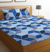 BSB HOME Prime Collections 160tc Pure Microfiber Glace Cotton Double Bedsheet with 2 King Size Pillow Covers-Blue and Grey