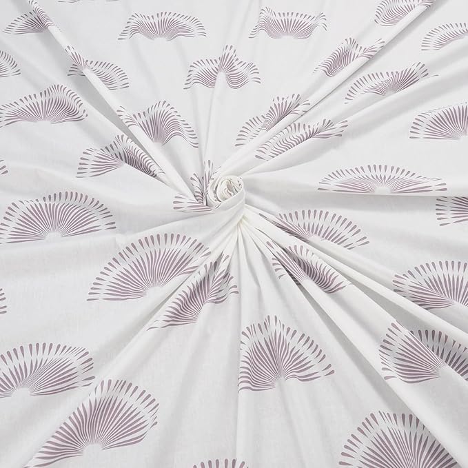 Huesland by Ahmedabad Cotton 144 TC King Size Bedsheet Cotton with 2 Pillow Covers | Sunrise | White & Grape Purple