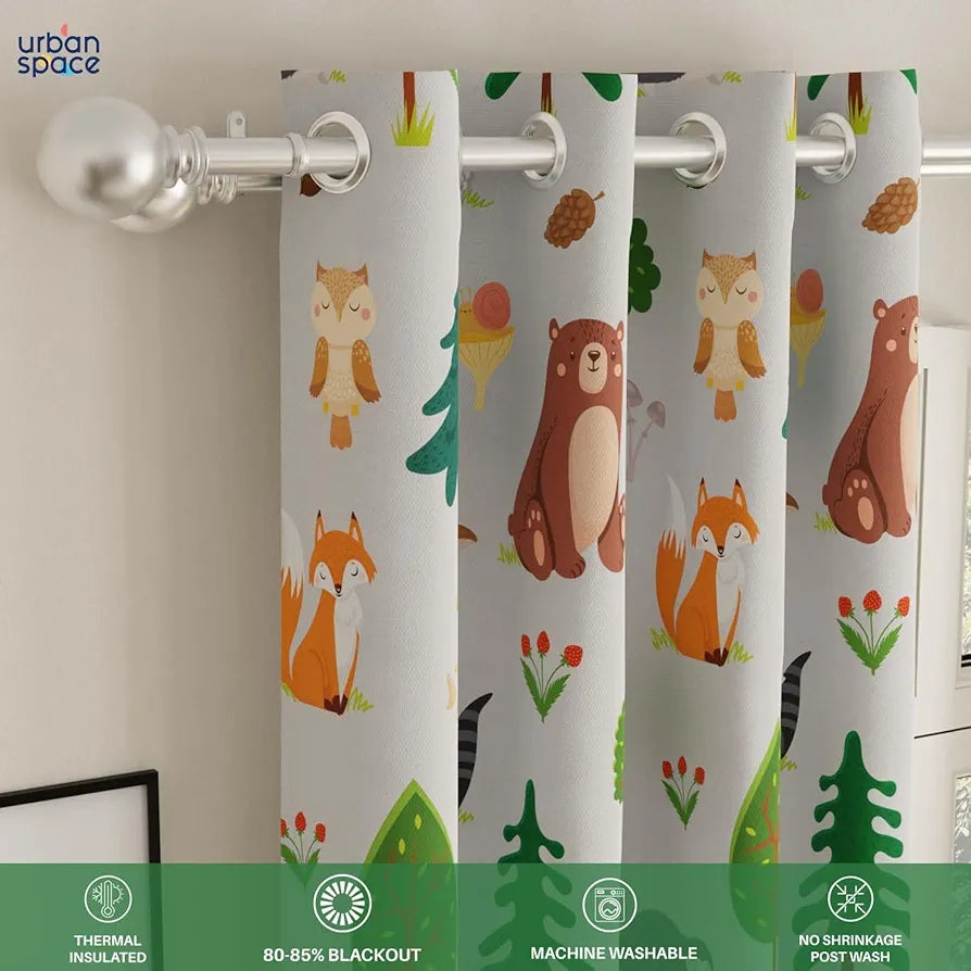 Urban Space Digital Printed Blackout Curtains for Door Bedroom Room Darkening Blackout Kids Decorative Curtains, 1 Piece Curtain Bugs Bunny