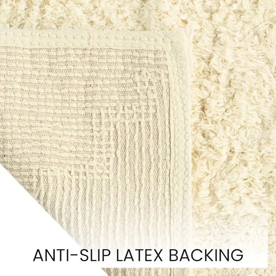 Sashaa World Solid Anti-skid Cotton Bathmat And Contour Set For Bathroom Colour Cream