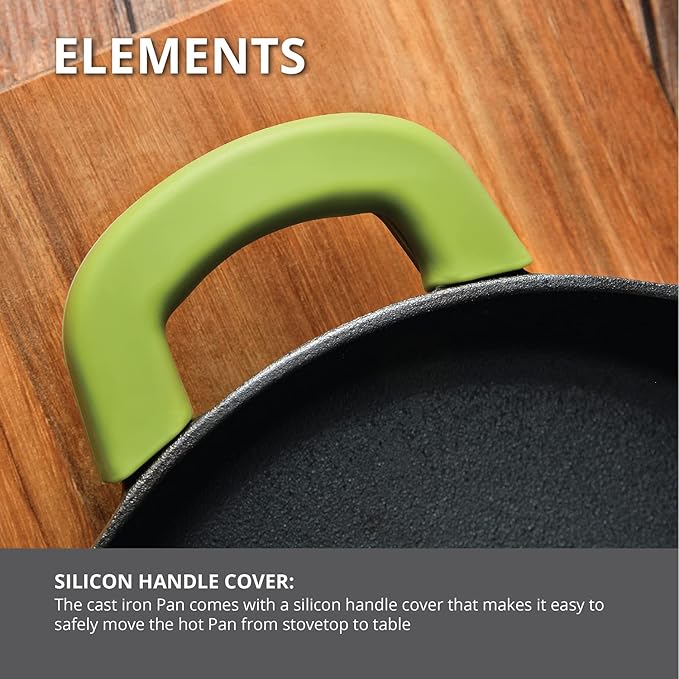 Bergner Elements Cast Iron 24 Cm Casserole, Pre-seasoned | 3.6 L Capacity