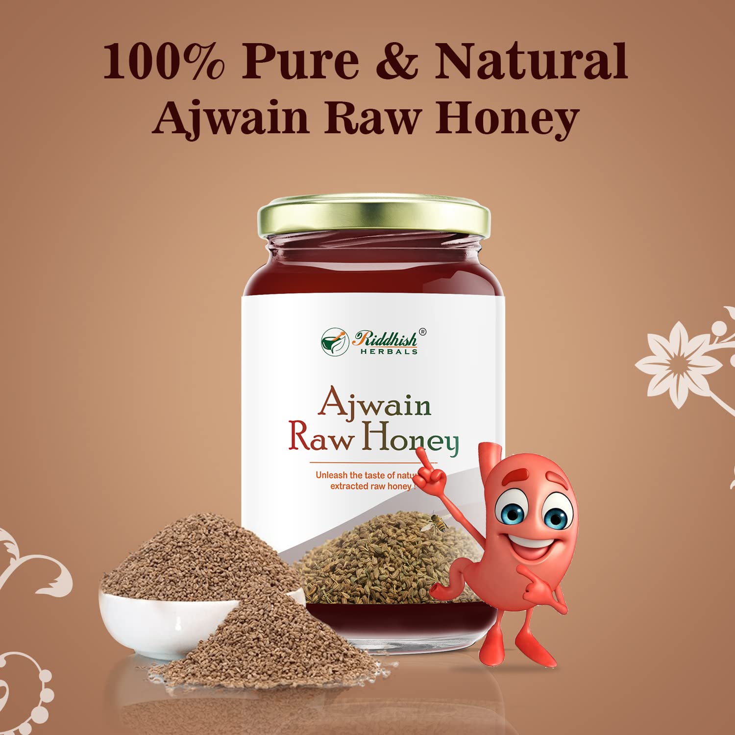 Riddhish Herbals Ajwain Raw Organic Honey - 500 gms