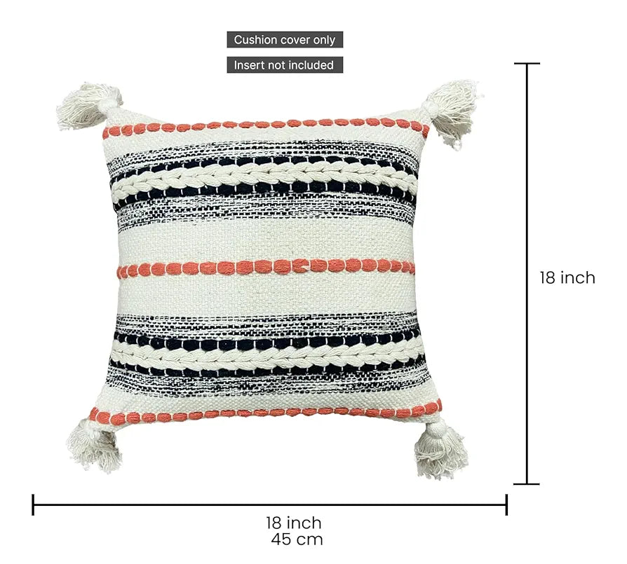 Sajavat Home Pure Cotton 3 Seater Sofa Throw with Cushion Cover Colour Beige Multi