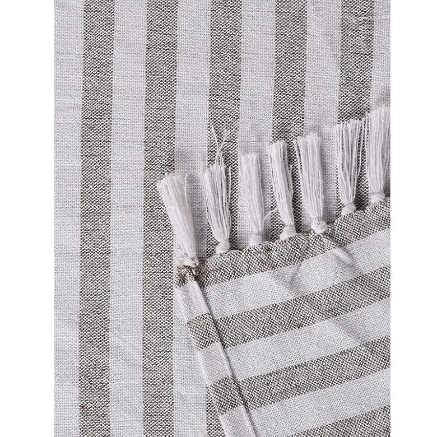 Sashaa World Striped Throw Bedcover Colour Natural