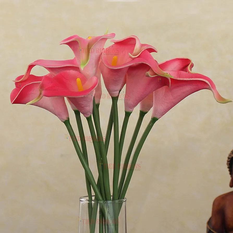 Artificial Calla Lily Flowers Bunch for Vase and Flower Pots 10 Pcs Pot Not Included