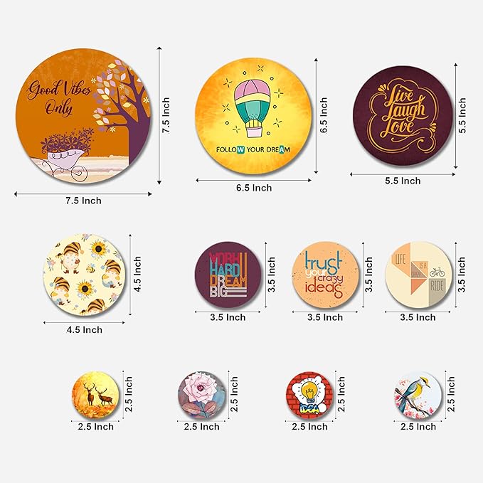 Artvibes Designer Mdf Wooden Wall Hangers for Home Decoration | Decor Hanging Ornaments | Pack of 11 Pieces