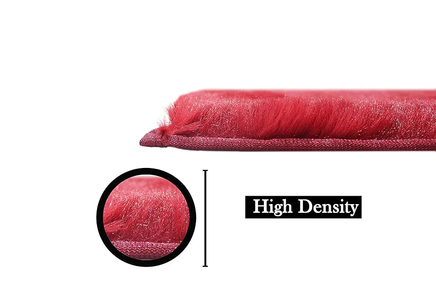 Luxe Home Ruffle Bath Mat Rabbit Fur 1000 GSM Bathroom Door Foot Mats 45 X 75 Cm Colour Maroon