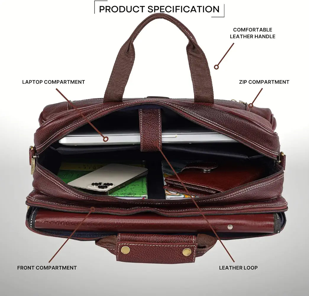 WildHorn Leather 15.5 inch Laptop Messenger Bag for Men