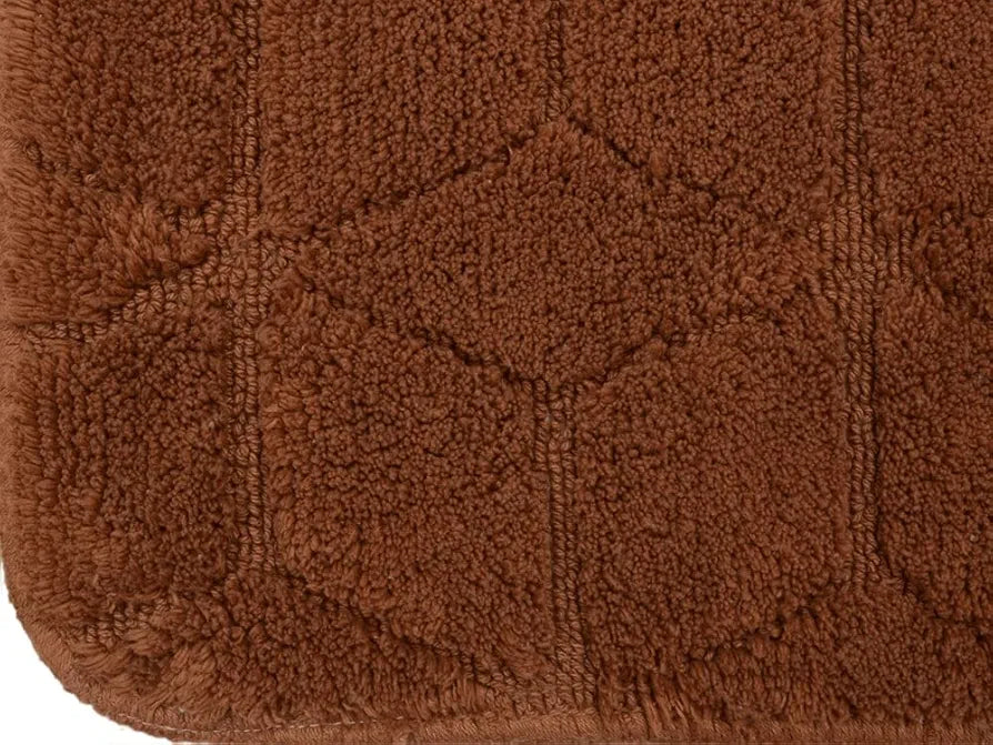 Saral Home Soft Cotton Anti Slip Bathmat with Contour Set Colour Browm