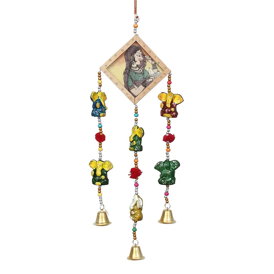 eCraftIndia Handcrafted Decorative Lord Ganesha Wall/Door/Window Hanging Bell STRGAN502