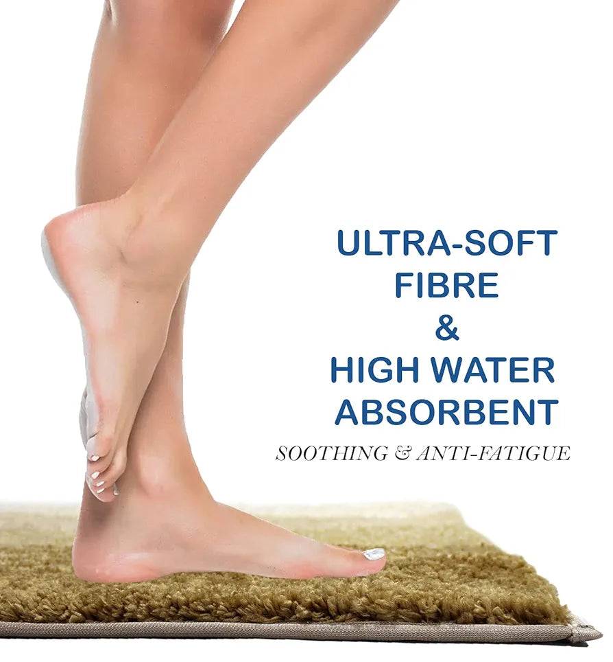 Luxe Home Super Soft Microfiber Bathroom Mat Non-Slip Bath Mat Colour Tabacco (Pack of 2)