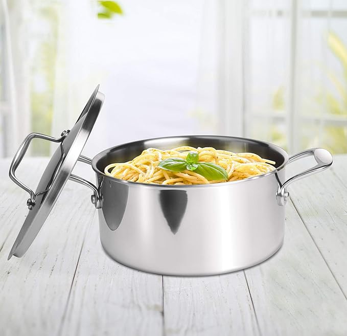 Milton Pro Cook Triply Stainless-Steel Casserole Handi/Stock Pot/Biryani Pot with Lid 24 cm, 5.2 Litre - 2480 gms