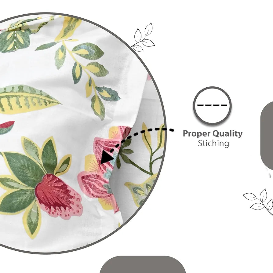 Divine Casa 144 TC 100% Cotton Bedsheet for Double Bed with Pillow Covers Colour Magenta Green