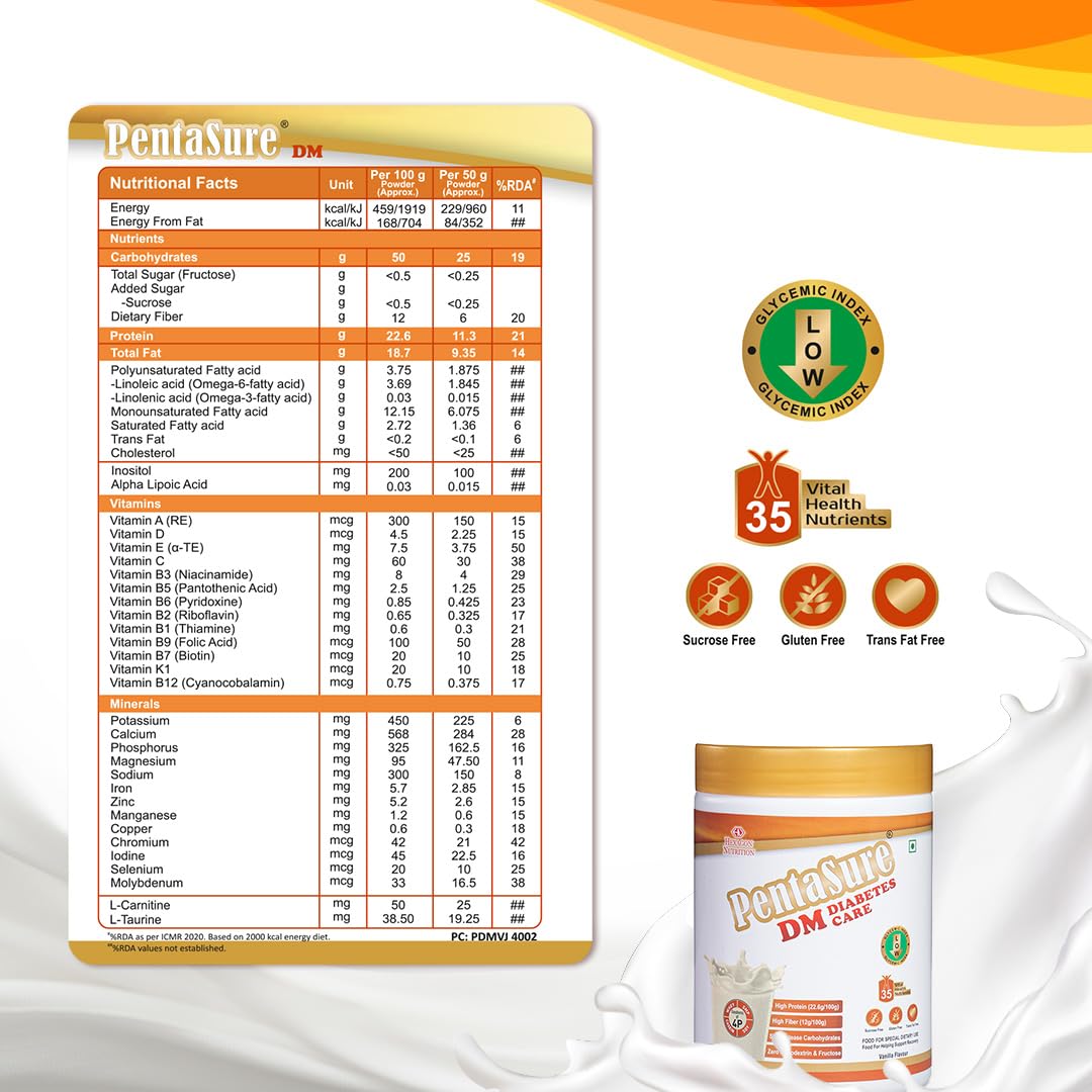 Pentasure Dm Diabetes Care Nutrition Drink Vanilla Flavor - 1000 gms