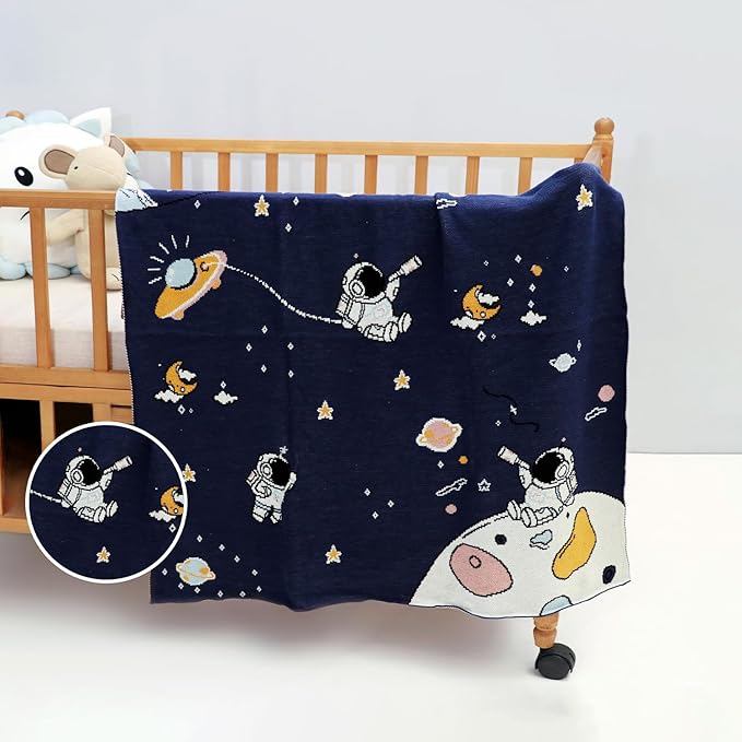Haus and Kinder Cotton Knitted Blanket for New Born Baby Colour Spacewalk