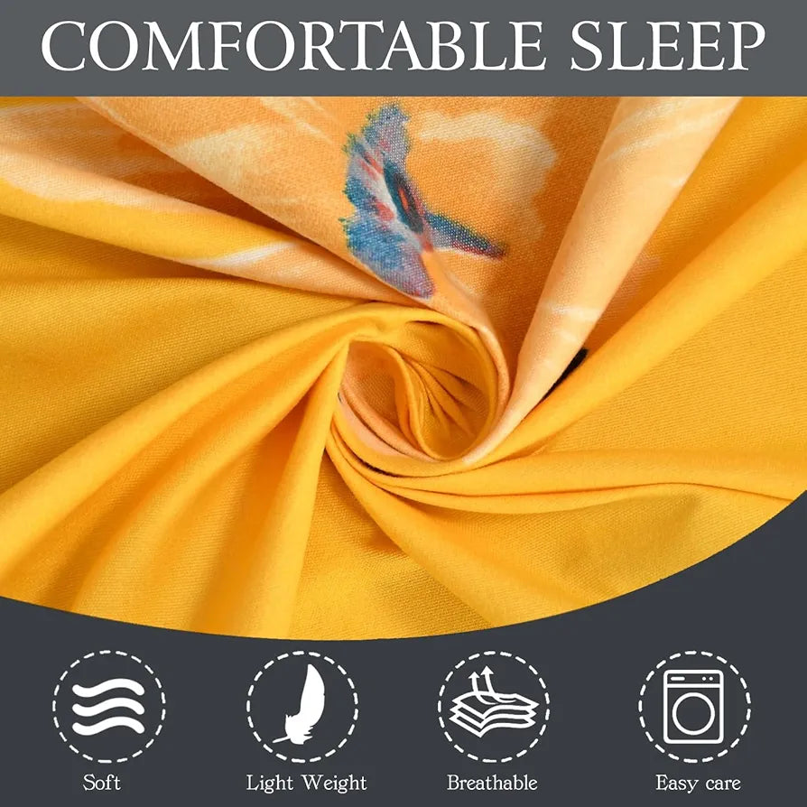 Fresh From Loom Single Bed Floral Design Microfiber Single Bedsheet Bedsheets Bedcover Wrinkle Free Includes 1 Pillow Covers 144 TC Peach Yellow