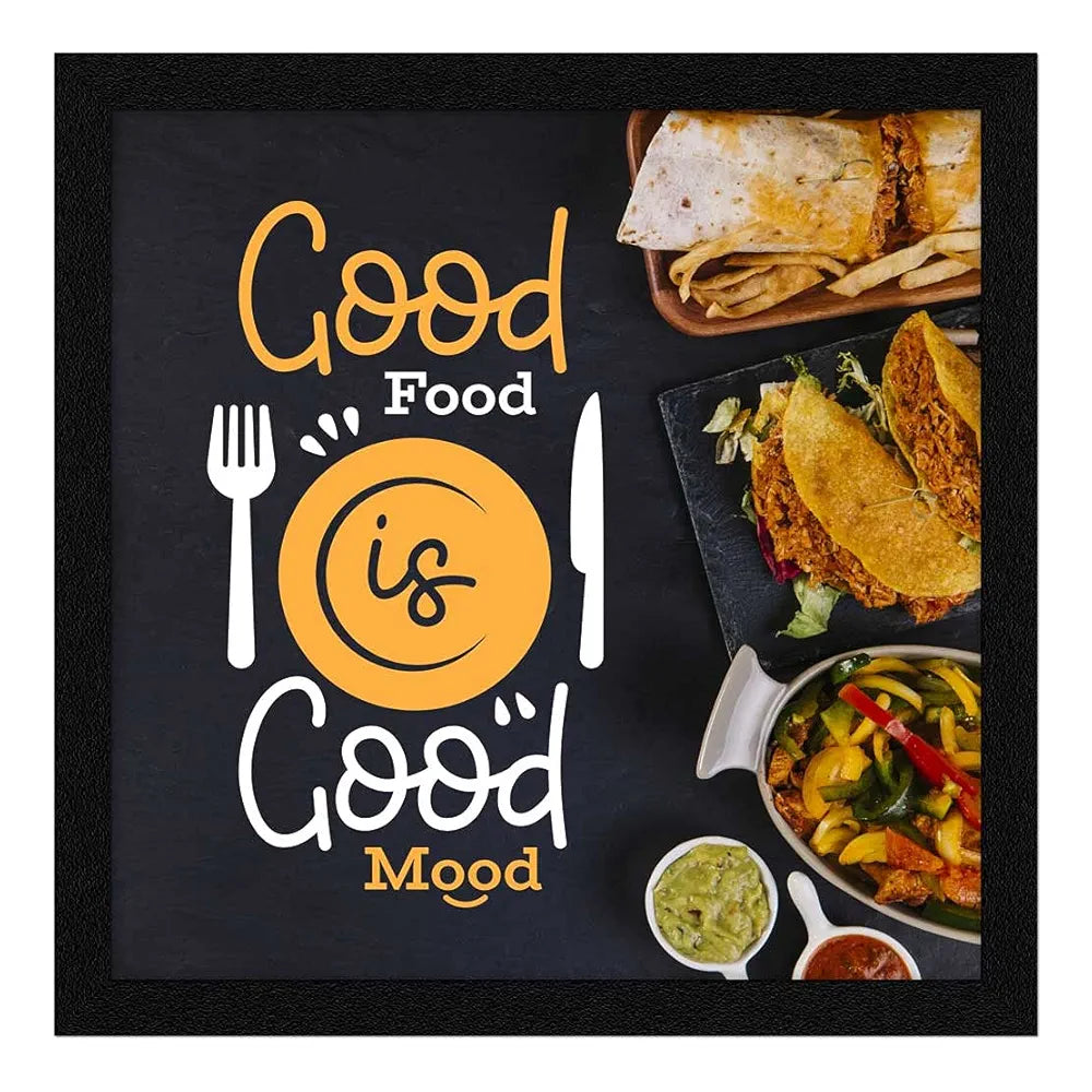 ArtX Kitchen Food Quotes Motivational Funny Wall Art Frames Multicolour Framed Posters Set of 4