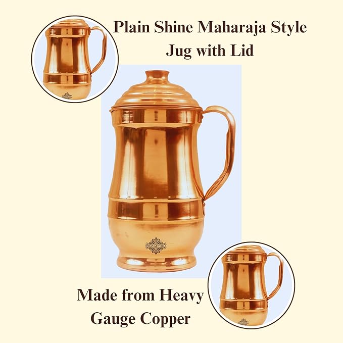 Indian Art Villa Copper Water Jug Pitcher Traditional Design