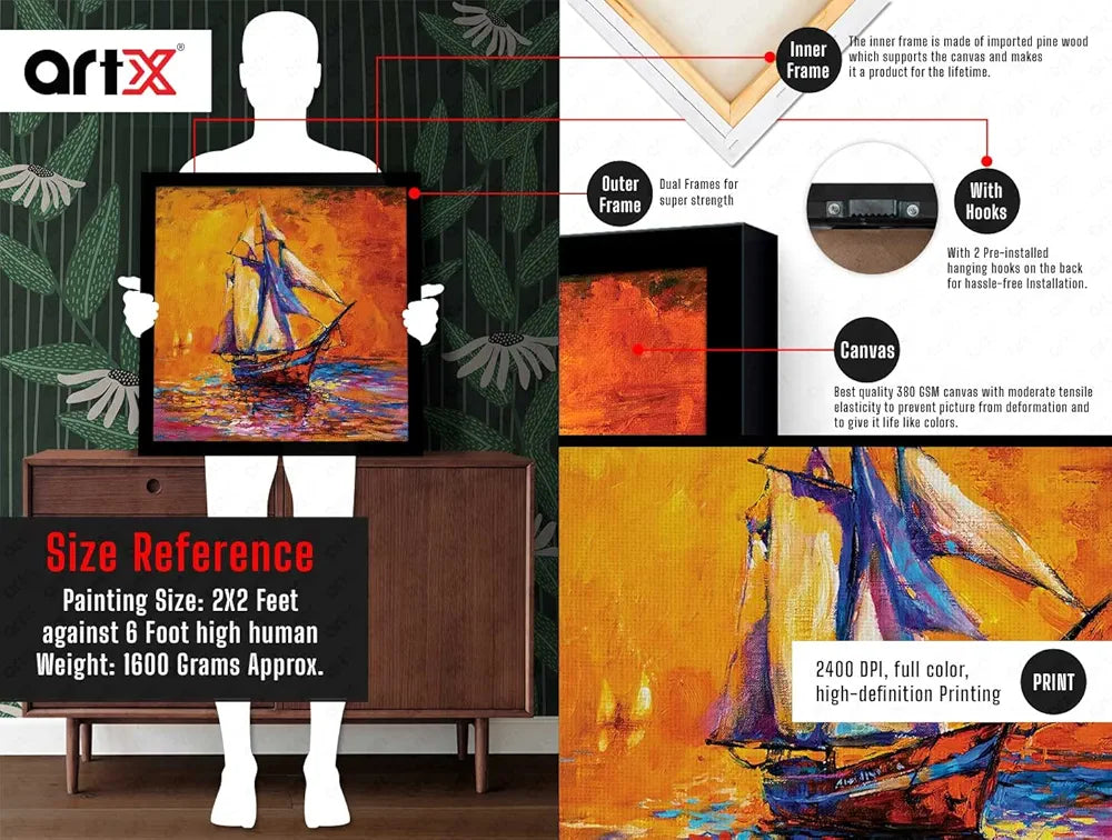 ArtX Colorfull Ship Oil Painting Big Canvas Painting