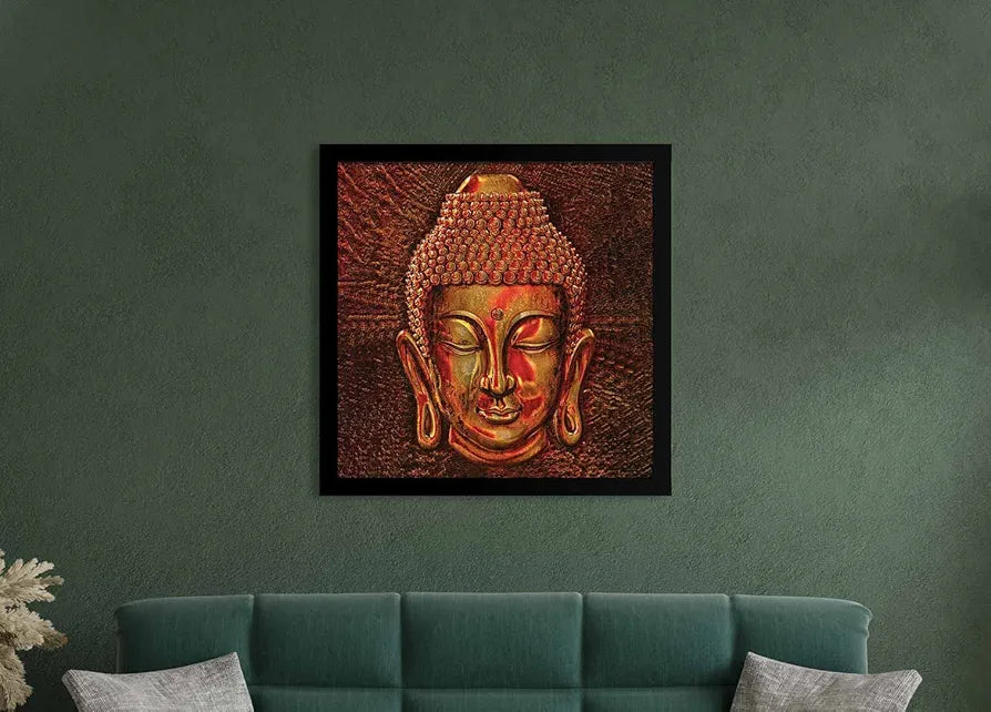 ArtX Golden Buddha Big Canvas Painting For Living Room With Frame
