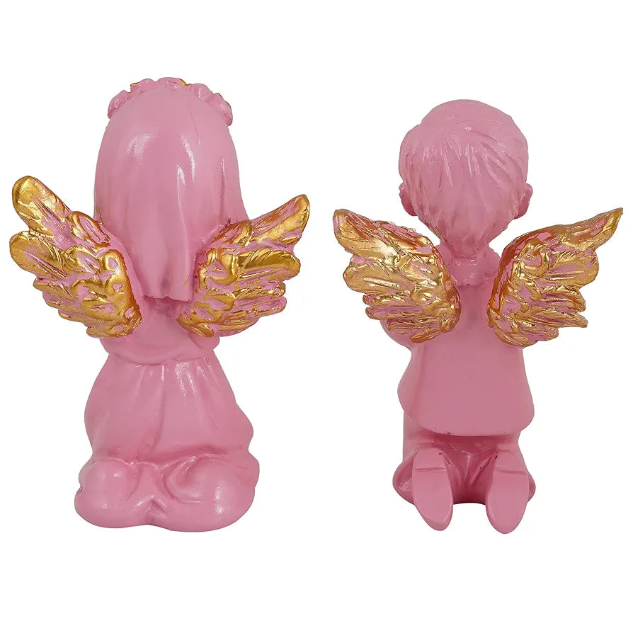 Zart Angel Girl & Wings Boy Sttaue for Home Décor Showpiece Angel Set