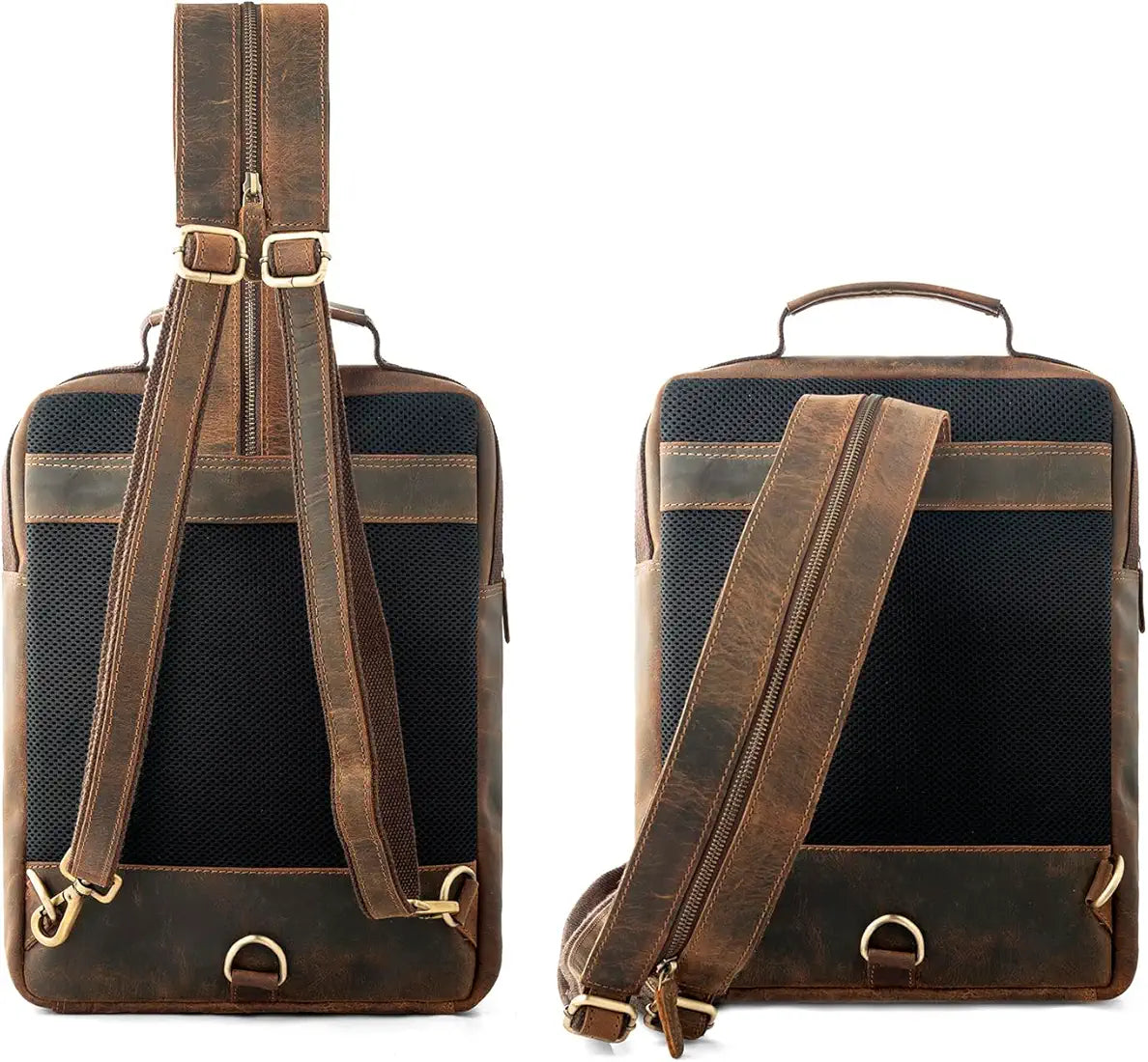 Goatter 22 Ltrs Men's Hunter Leather Backpack For 13.6 Laptop Travel Hiking Camping Rucksack, Brown